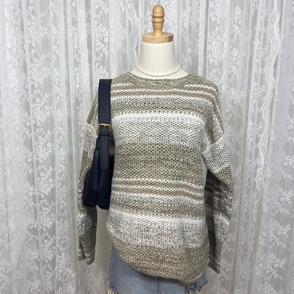 Vintage Pazzo Silk Acrylic‎ Brown Striped Sweater Womens M Retro Winter Knits